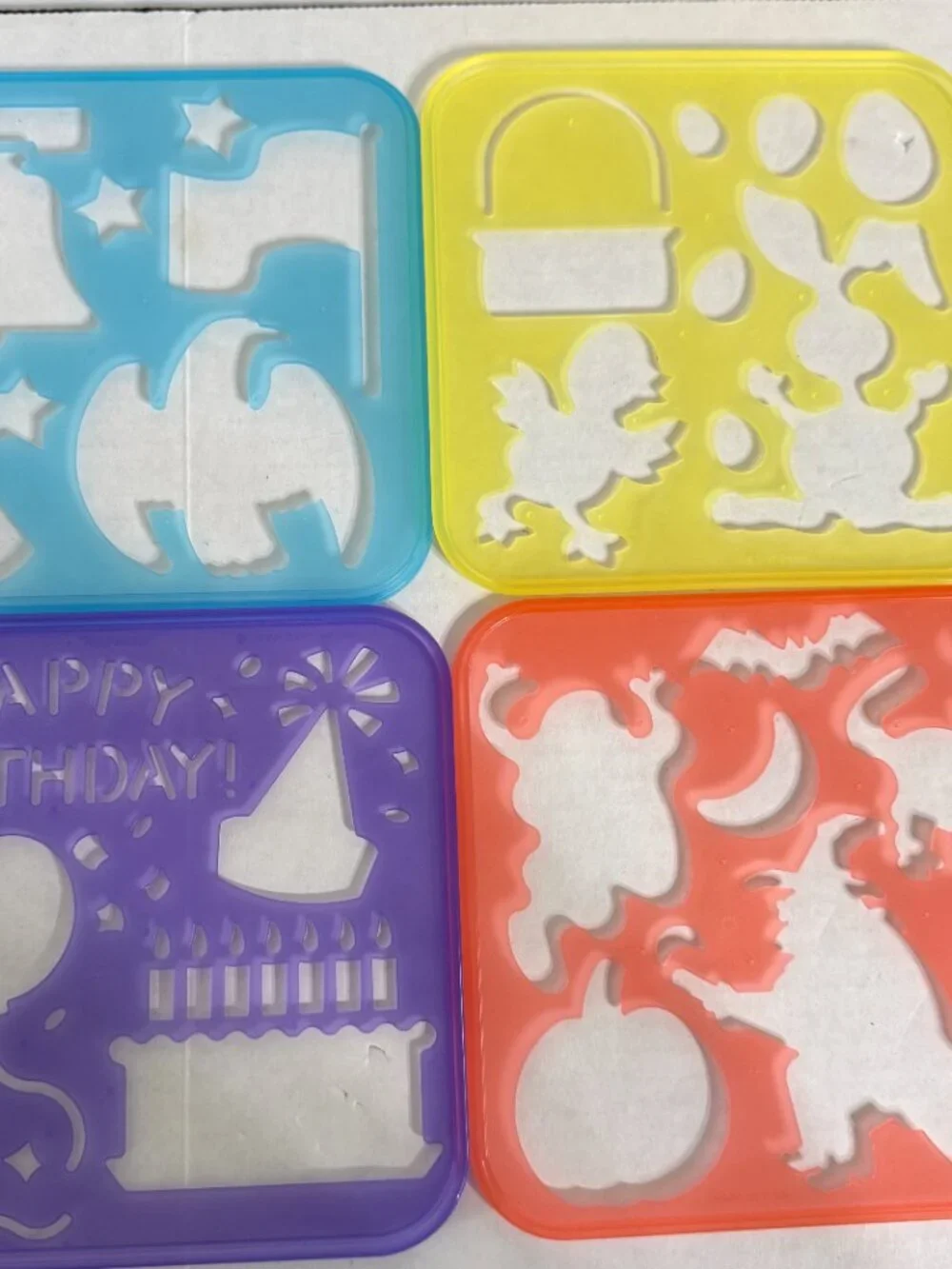 Tuppertoys 1987 Vintage Stencil Art Set 9 Stencils Holidays Tupperware birthday